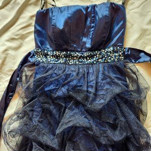 Xtraordinary Blue Strapless Short Dress Size 3 - Cocktail Dress - Sparkle